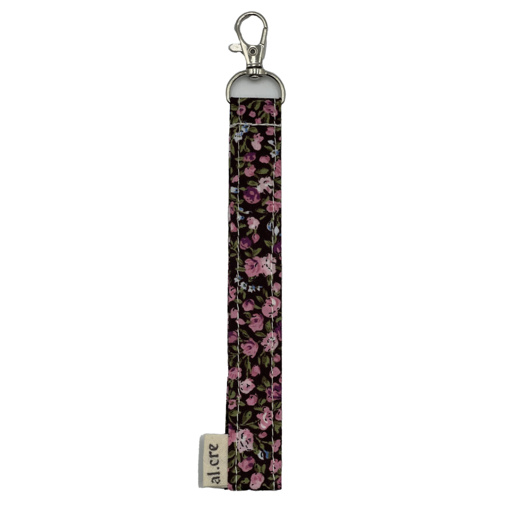tiny dark flowers wrist keychain