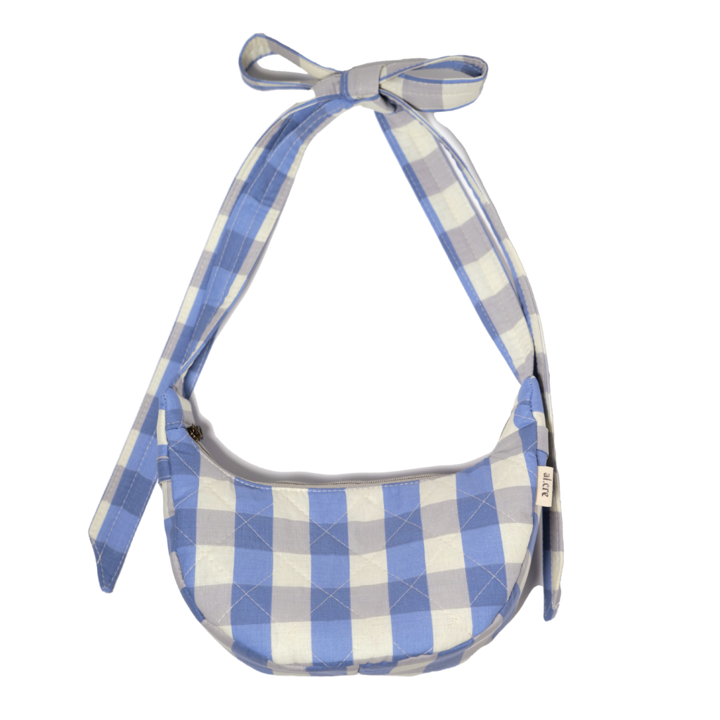 blue and gray picnic banana bag