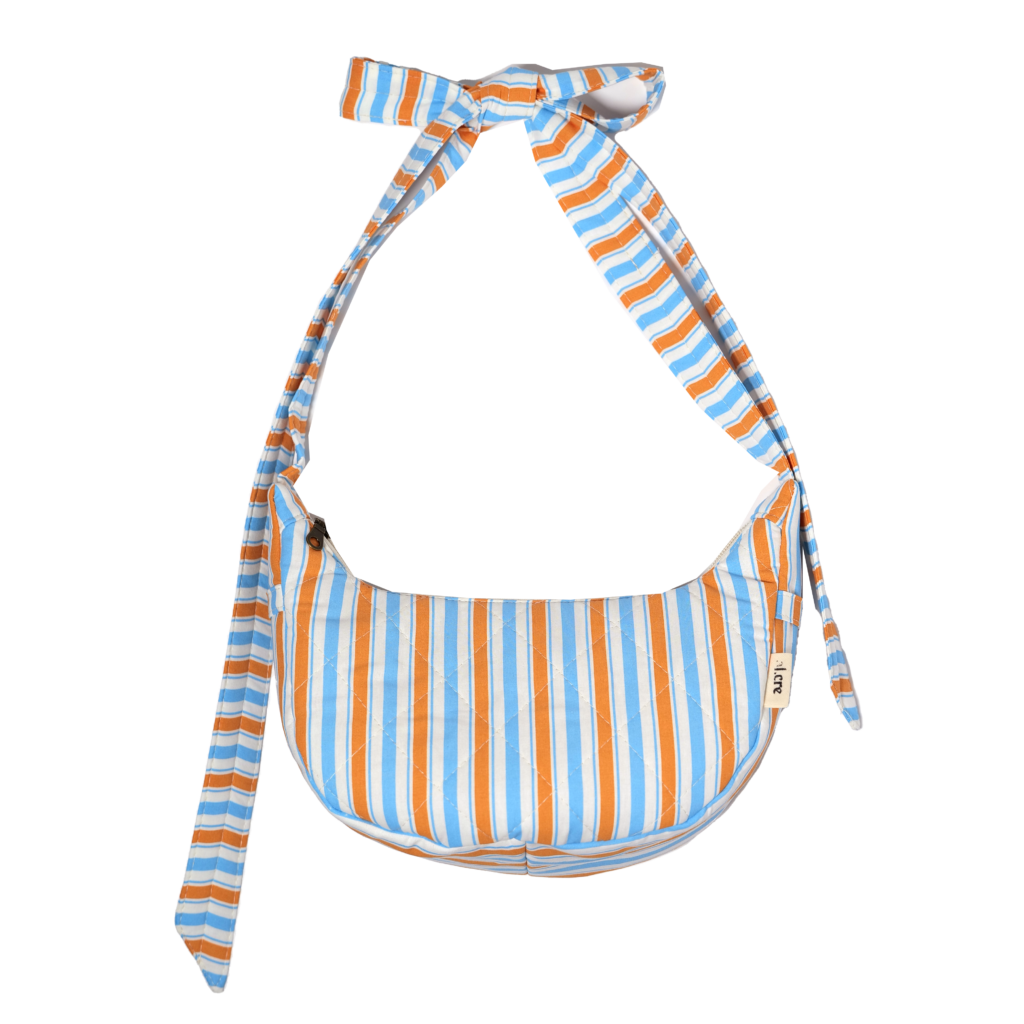 blue and yellow stripes banana bag