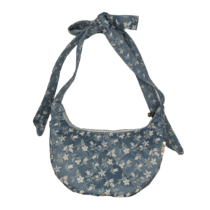 blue satin flowers banana bag