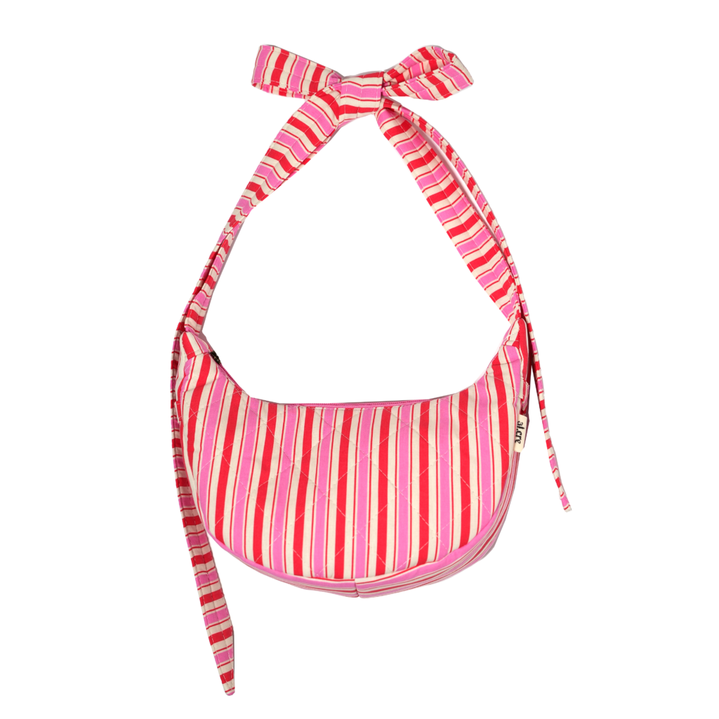 pink and red stripes banana bag