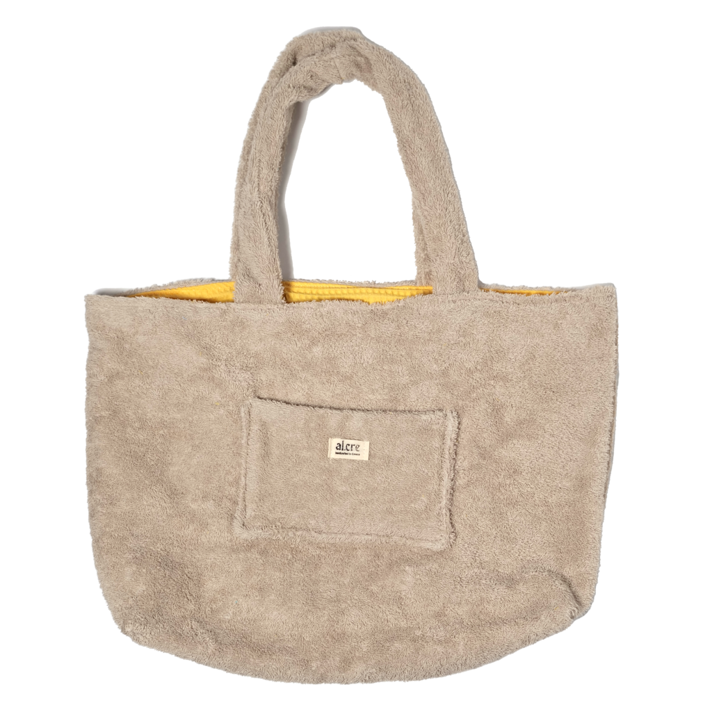 beige yellow towel beach bag