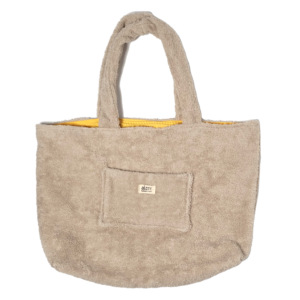 beige yellow towel beach bag