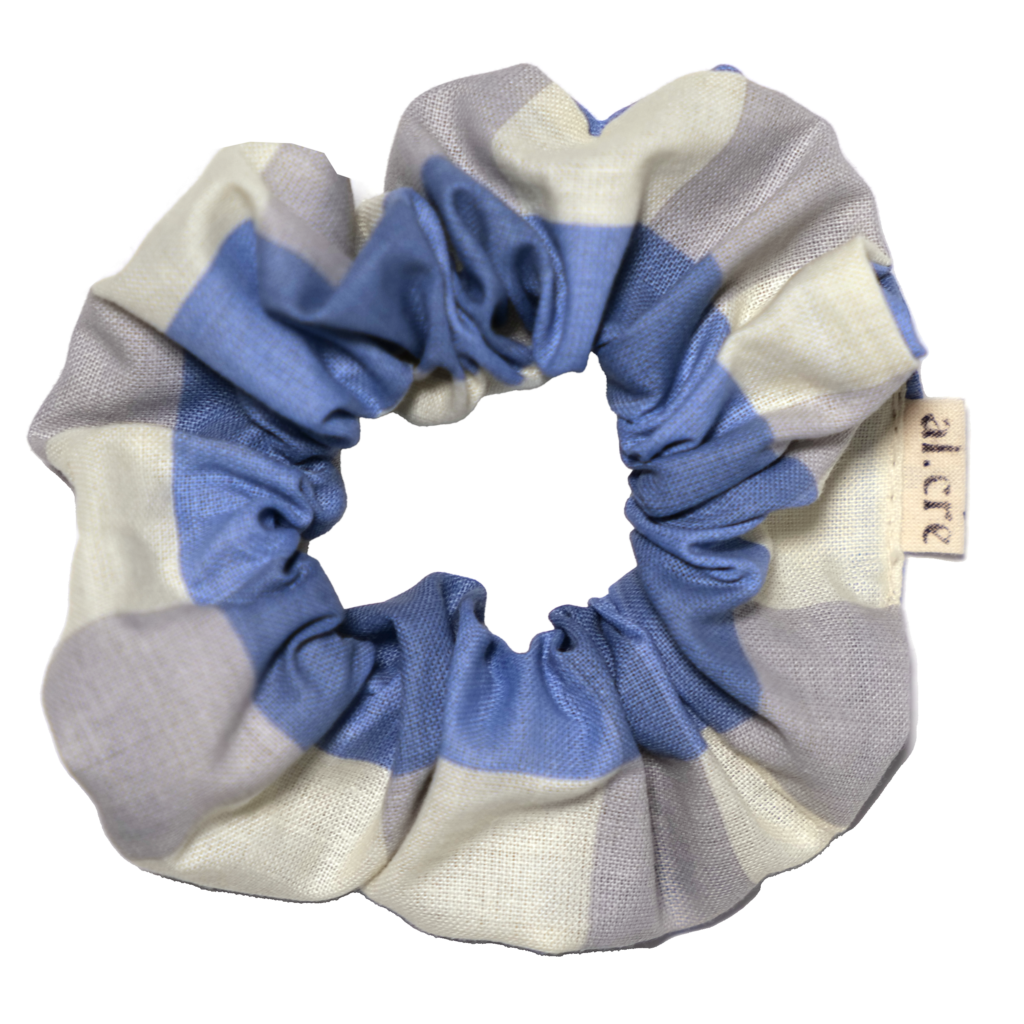 blue and gray picnic scrunchie