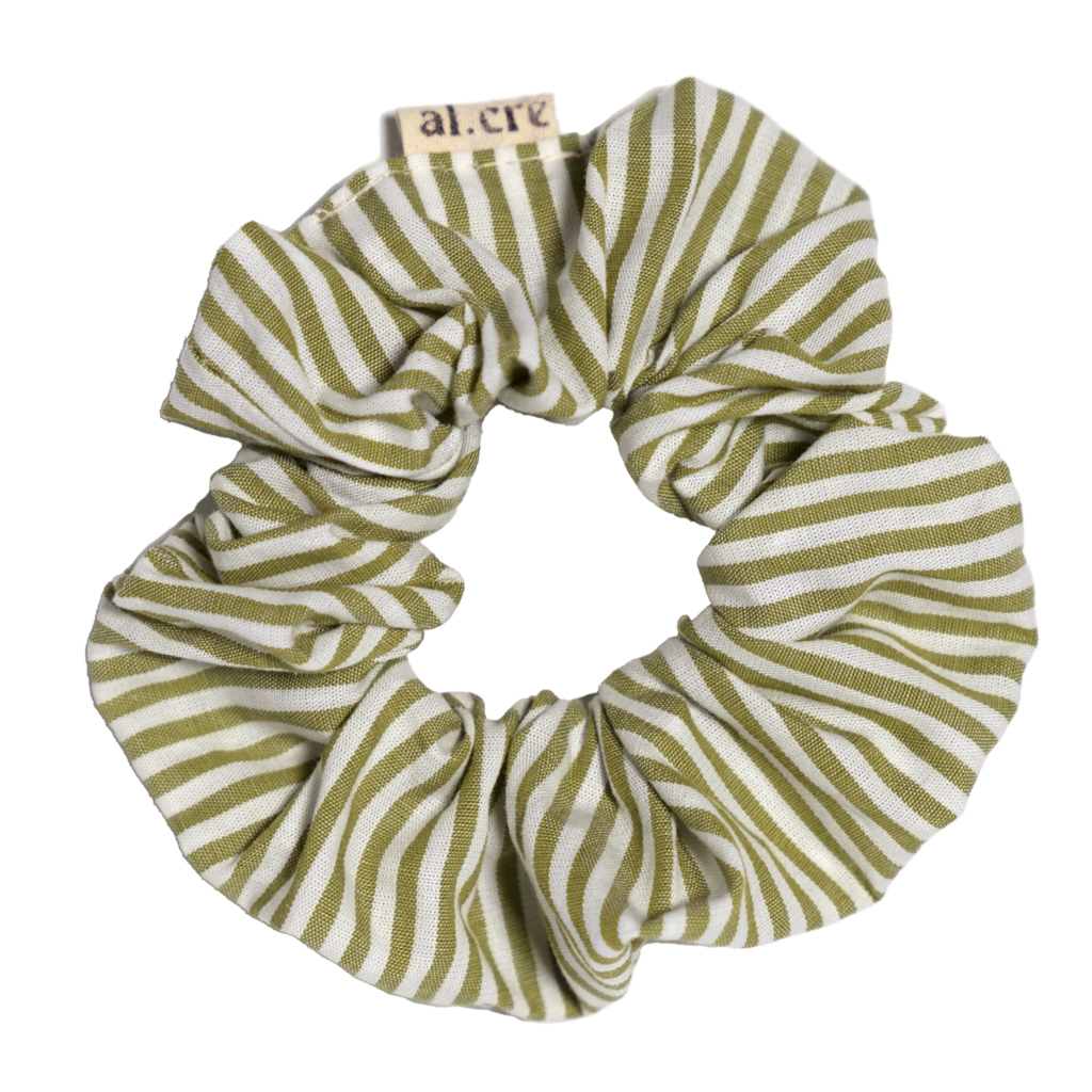 green stripes scrunchie