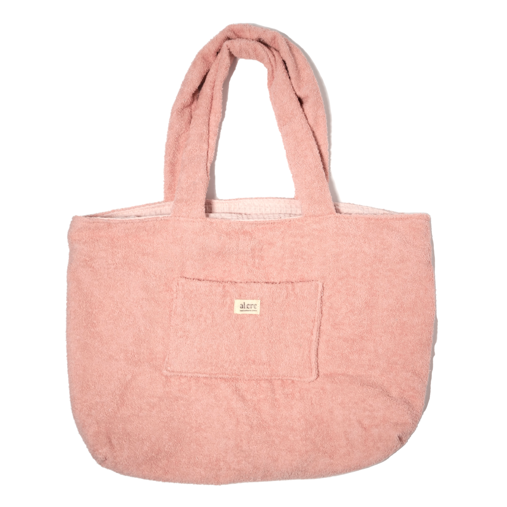 soft pink towel beach bag with zipper