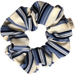 blue and gray stripes scrunchie