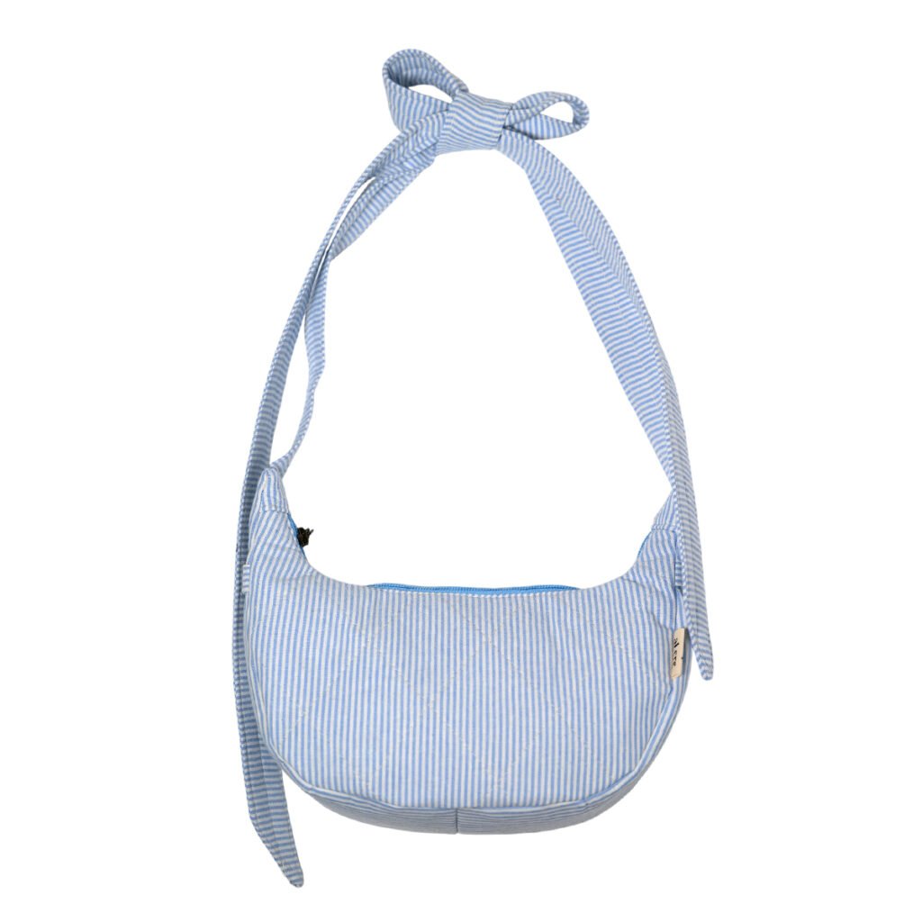 blue stripes banana bow bag