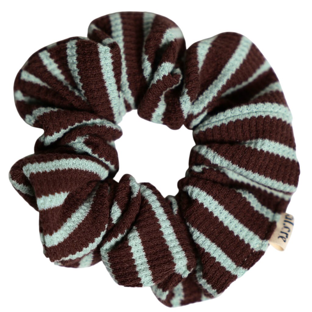 brown mint stripes scrunchie