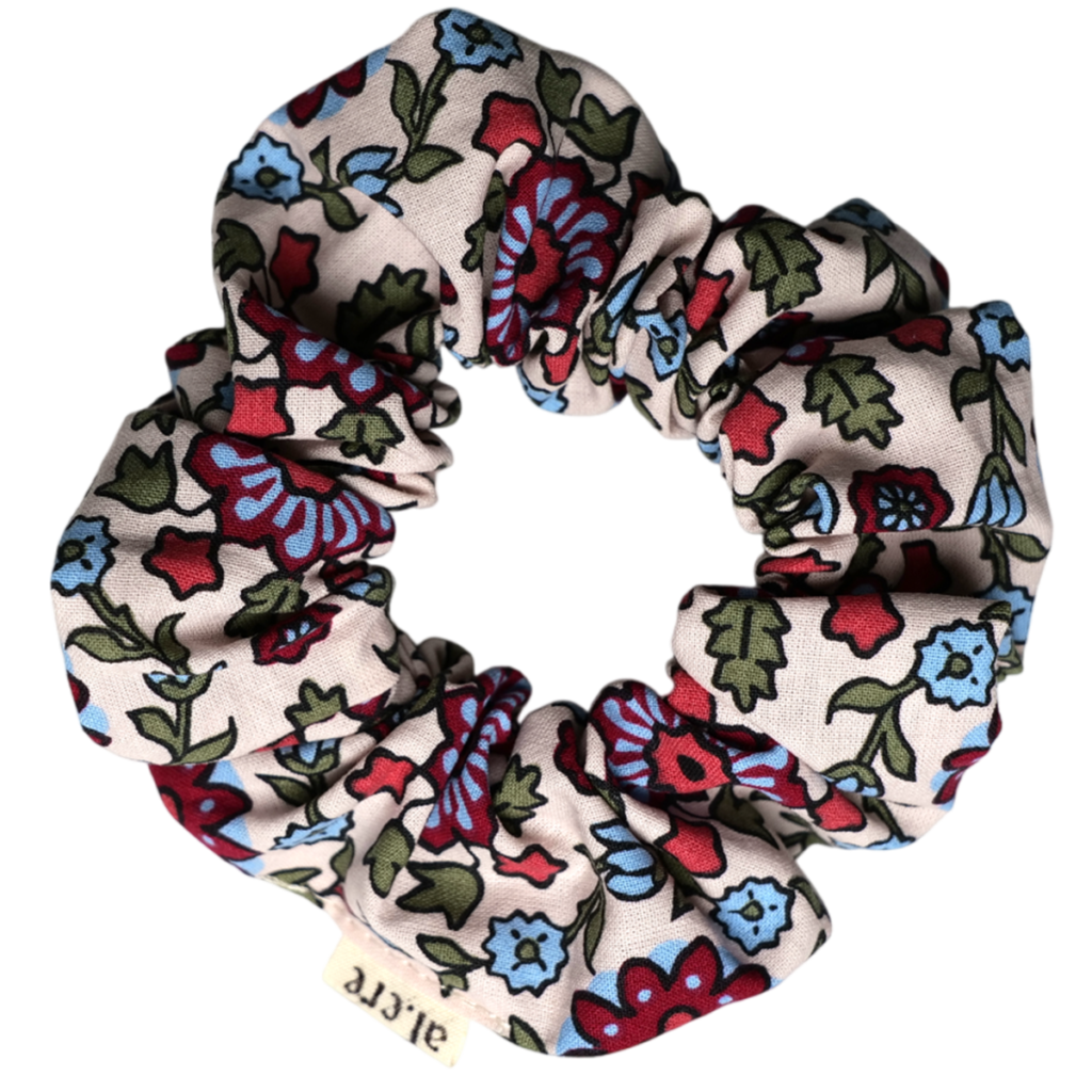 burgundy flowers scrunchie