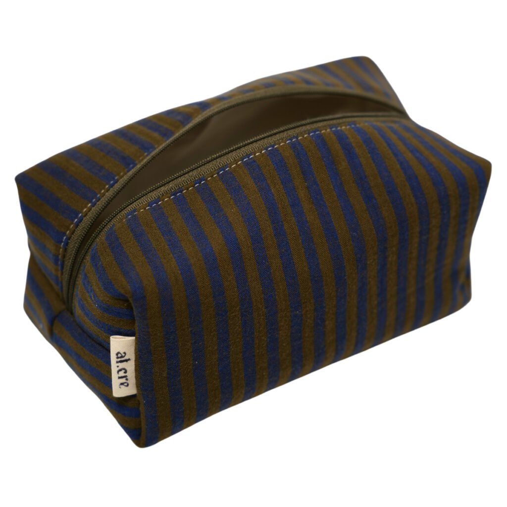 dark matcha stripes maxi makeup bag