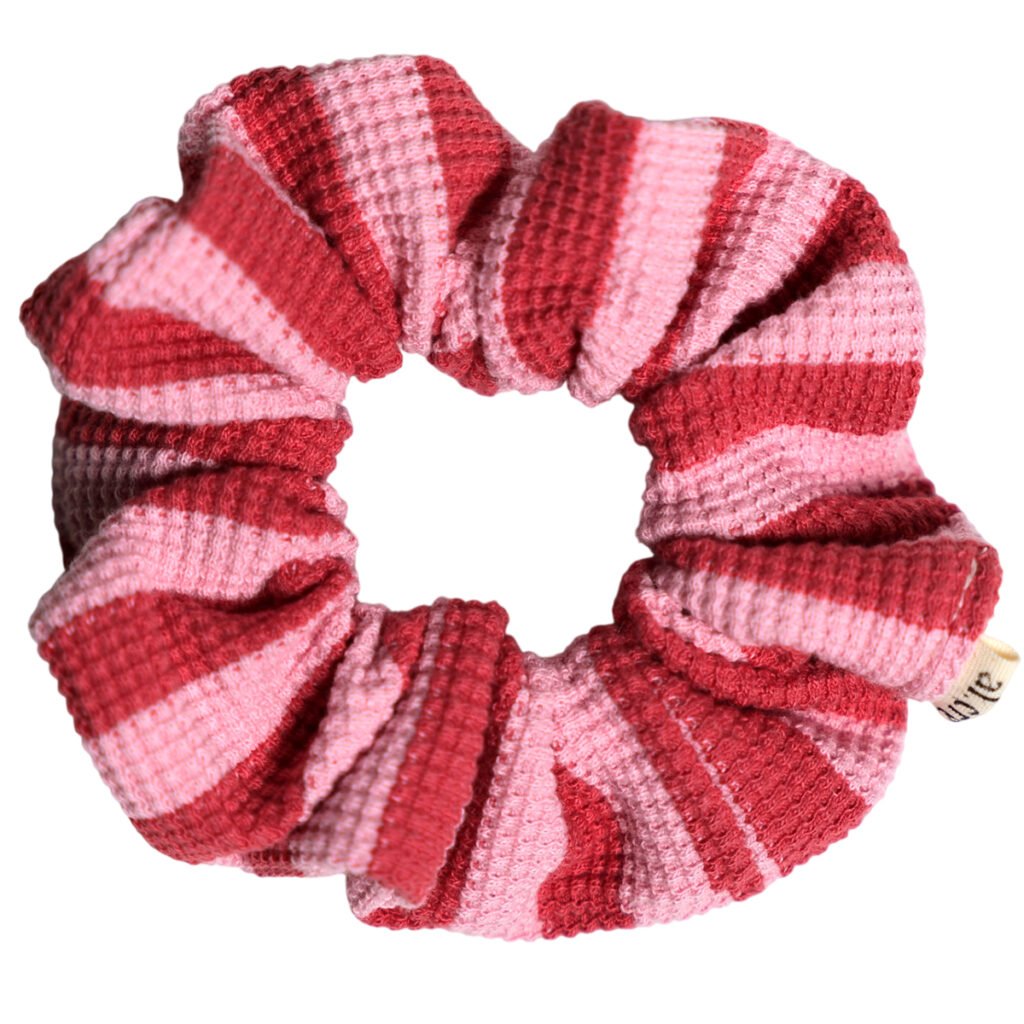 pink and red stripes scrunchie