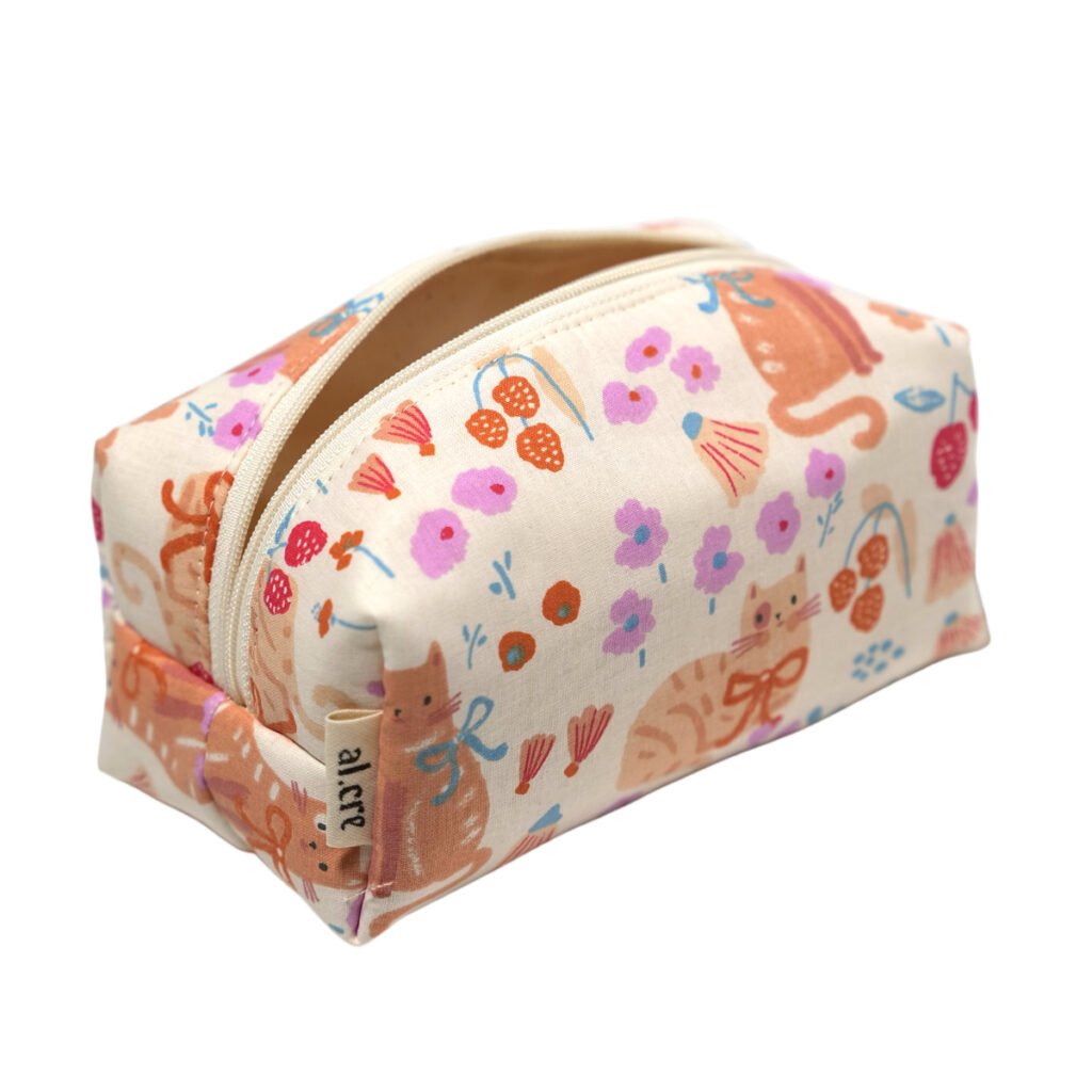 yellow cats small makeup bag
