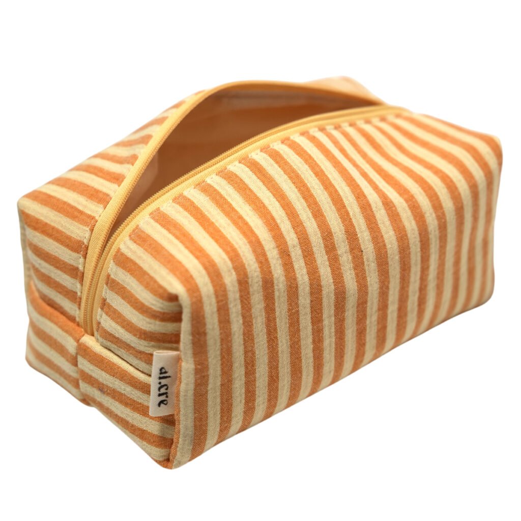 yellow stripes maxi makeup bag